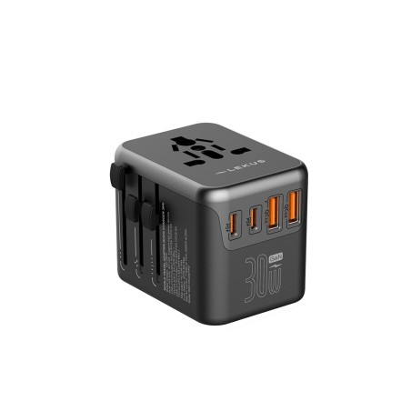 Lekus Adaptador de viagem mundial com carregamento ultrarrápido multiportas de 30W