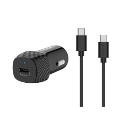 CC336B Carregador de carro com carregamento rápido USB-C PD 30W - cabo Tipo C para Tipo C