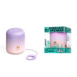 Coluna Sem Fio Portátil com Design Compacto e Resistência à Água IPX7 - Degradê Roxo/Rosa