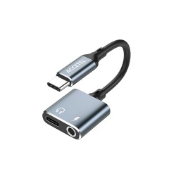 AU247 Adaptador USB-C para Jack 3.5mm Áudio e USB-C Carregamento