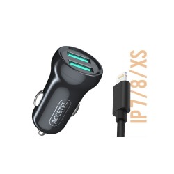 CC262 Carregador de Carro Duplo USB 2.4A - Lightning Preto