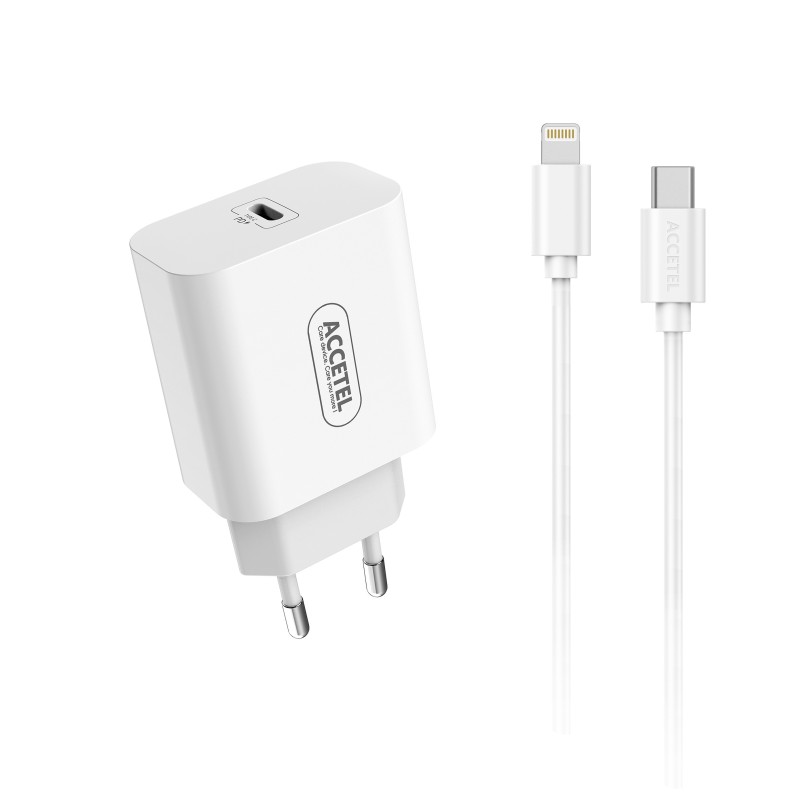 AC623 Carregador de Parede Carregamento Rápido USB-C PD 20W - Cabo Tipo-C para Lightning 1M