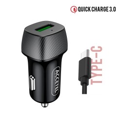 CC286 Carregador de Carro Carregamento Rápido QC3.0 18W - Cabo Tipo-C