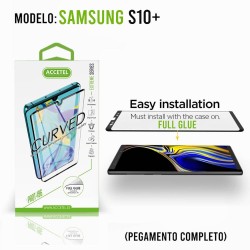 Película de Vidro Curvo Full Glue - Samsung Galaxy S10+ Preto