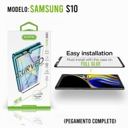 Película de Vidro Curvo Full Glue - Samsung Galaxy S10 Preto