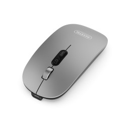 PCM218G Rato Recarregável Sem Fio Bluetooth 5.2 RGB 2.4GHZ 800/1200/1600 DPI - Cinza