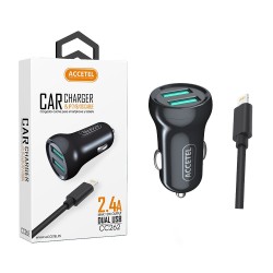 CC262 Carregador de Carro Duplo USB 2.4A - Lightning Preto