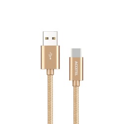 CU1809 Cabo de Dados Nylon 2.4A - Tipo-C Dourado