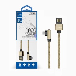 CU1835 Cabo de Dados L Nylon 2.1A - Micro USB Dourado