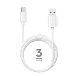 CU3607 Cabo de Dados 2.1A - Tipo-C (3M) Branco
