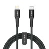 CU2822 Cabo de carregamento rápido Nylon Flex 30W - Tipo-C para Lightning (1M) Preto