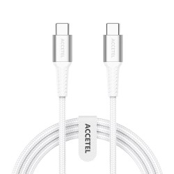 CU2827 Cabo de Carregamento Rápido Nylon Flex 60W - Tipo-C a Tipo-C (1M) Branco