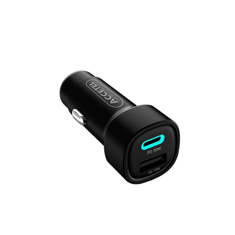 CC648B Carregador de Carro Carregamento Rápido Portas Duplas Tipo-C+USB-A PD Máx. 48W