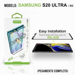 Película de Vidro Curvo Full Glue - Samsung Galaxy S20 Ultra / S20 Ultra 5G Preto