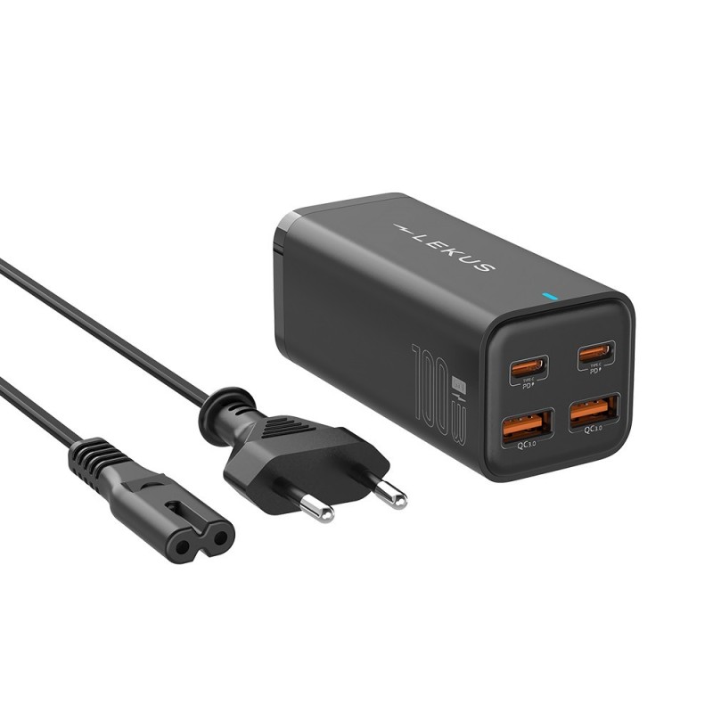 Carregador Multiporta Lekus 100W PD 3.0/QC 3.0 (2USB-C+2USB-A)