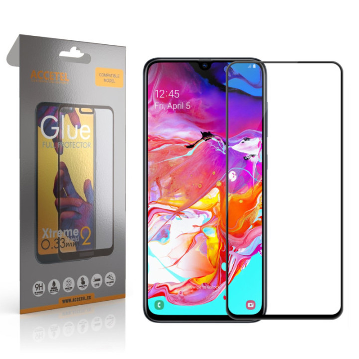 Película de Vidro 2D Full Glue - Samsung Galaxy A70 Preto