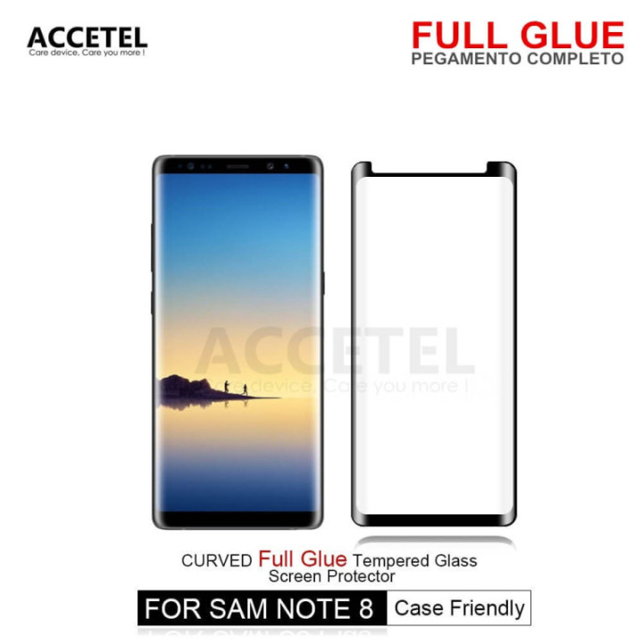 Película de Vidro Curvo Full Glue - Samsung Galaxy Note 8 Preto