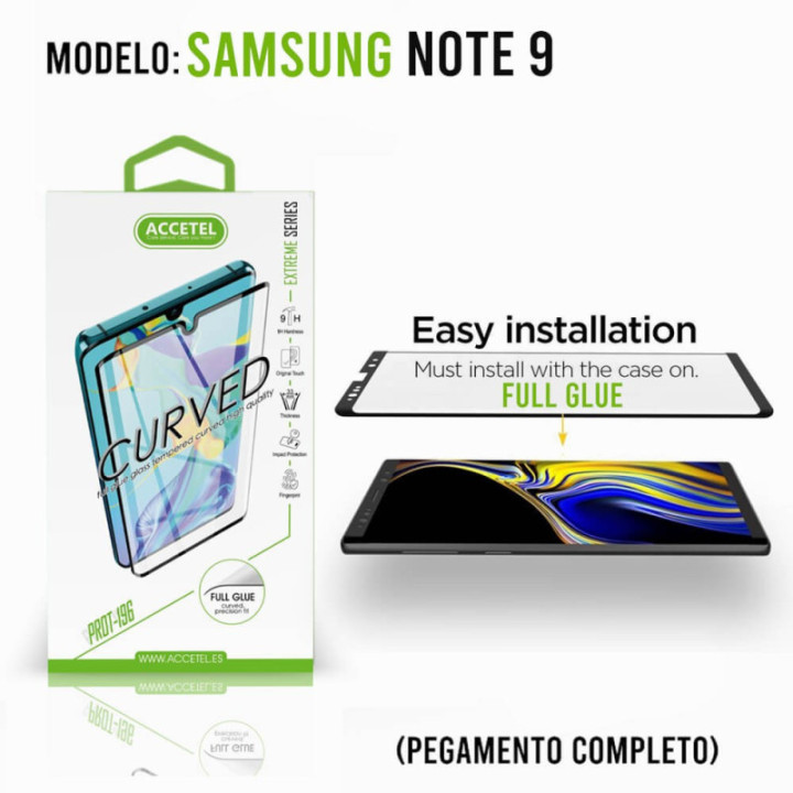 Película de Vidro Curvo Full Glue - Samsung Galaxy Note 9 Preto