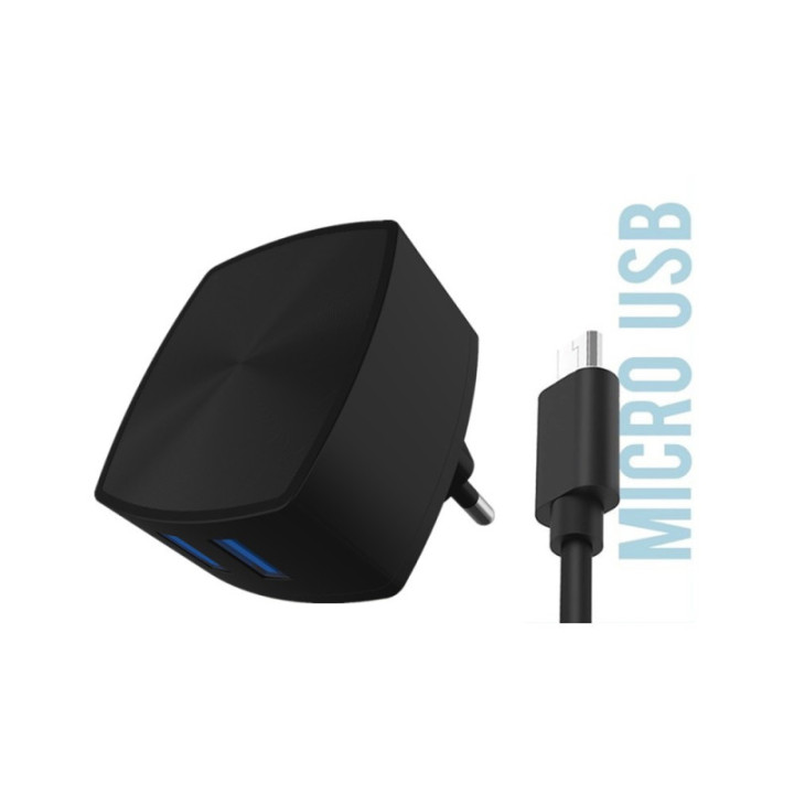 AC164 Carregador de Parede Duplo USB 2.1A - Micro USB Preto