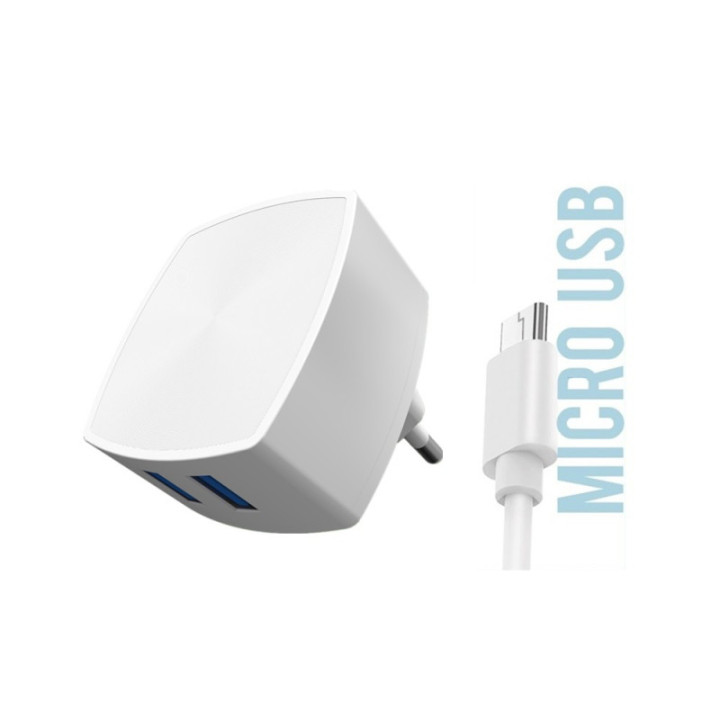 AC165 Carregador de Parede Duplo USB 2.1A - MicroUSB Branco