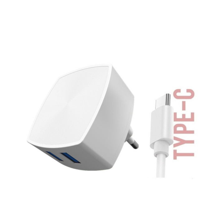 AC167 Carregador de Parede Duplo USB 2.1A - Tipo-C Branco