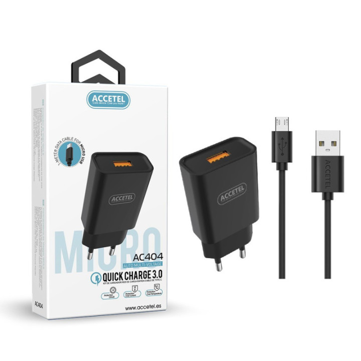 AC404 Carregador de Parede QC3.0 18W - Micro USB Preto