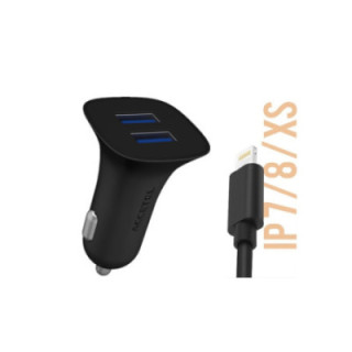 CC152 Carregador de Carro Duplo USB 2.1A - Lightning Preto