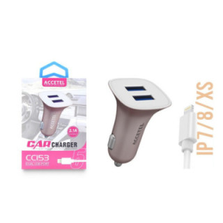 CC153 Carregador de Carro Duplo USB 2.1A - Lightning Rosa