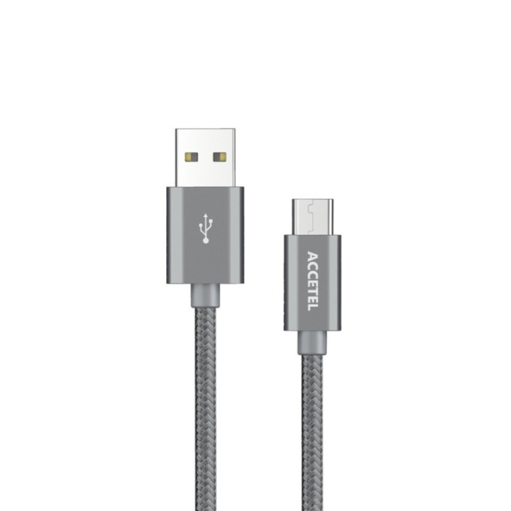 CU1804 Cabo de Dados Nylon 2.4A -Micro USB Cinza
