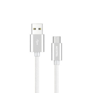 CU1805 Cabo de Dados Nylon 2.4A -Micro USB Prata