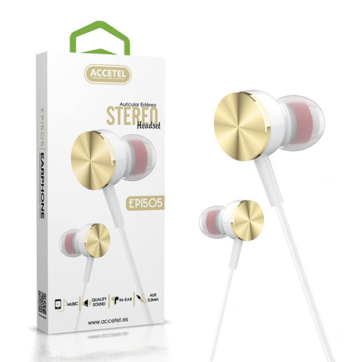 EP1505 Auscultadores Estéreo sem Microfone Branco/Dourado