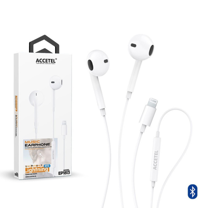 EP1813 Auscultadores Estéreo Lightning com Microfone - Branco (via Bluetooth)
