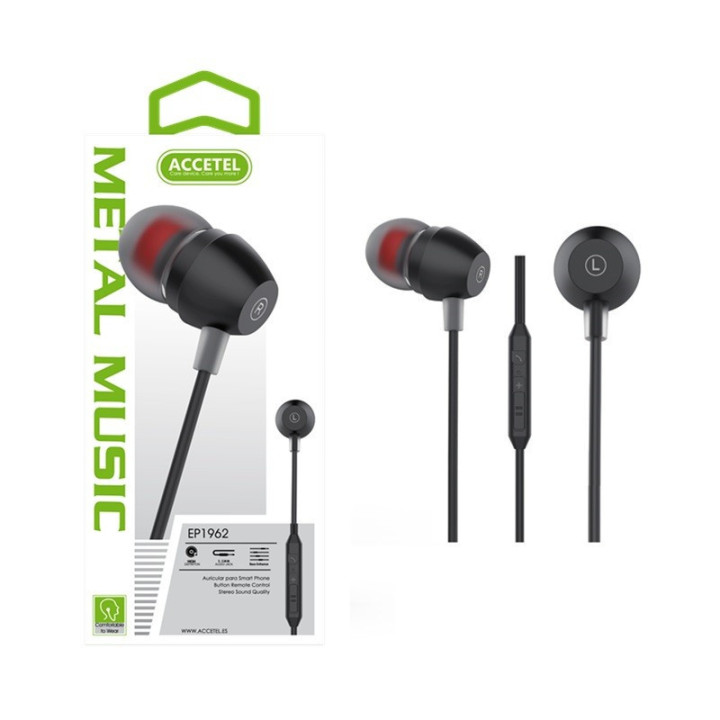 EP1962 Auscultadores Estéreo 3.5mm com Microfone - Preto