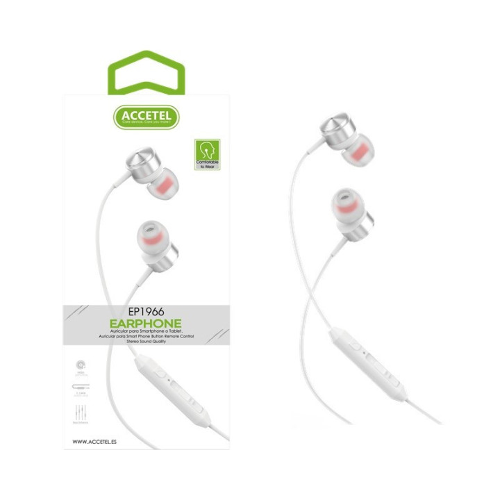 EP1966 Auscultadores Estéreo 3.5mm com Microfone - Prata