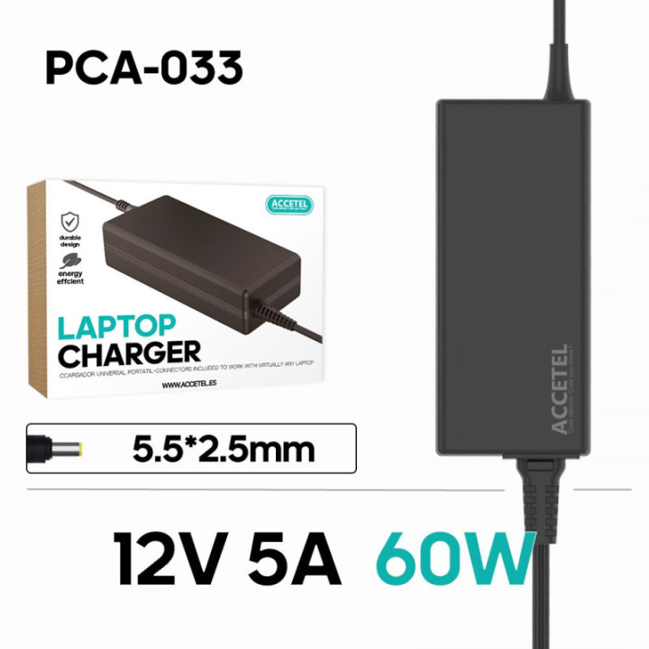 PCA-033 Carregador LCD 12V 5A 5.5*2.5mm 60W