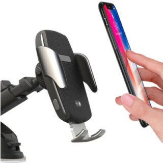 SP133 Carregador de Carro Sem Fio de Aperto Automático de Carregamento Rápido 10W 2em1 - Preto