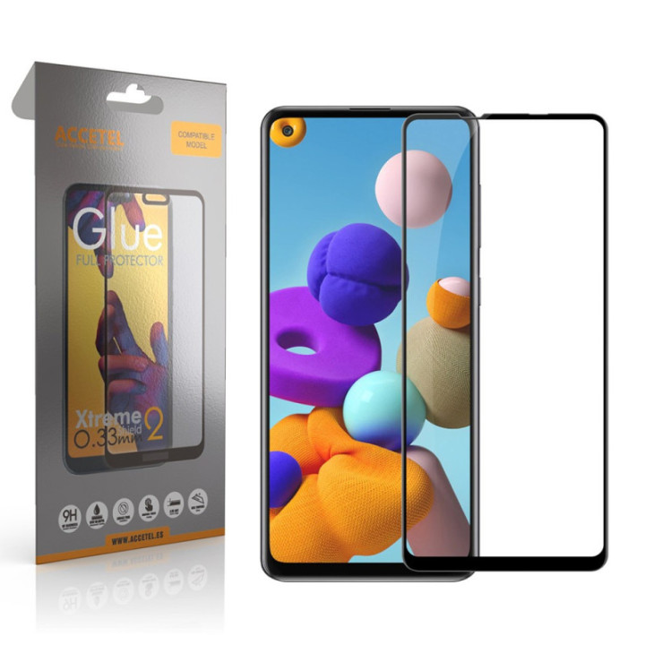 Película de Vidro 2D Full Glue - Samsung Galaxy A21S Preto
