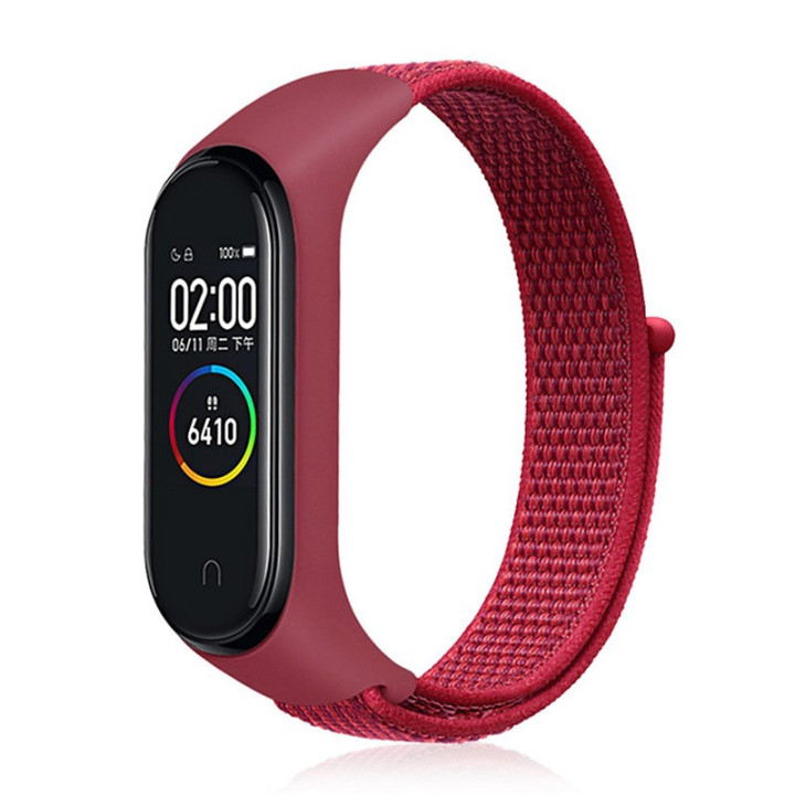 Correia de Nylon com Velcro Mi Band 5 - Vermelha