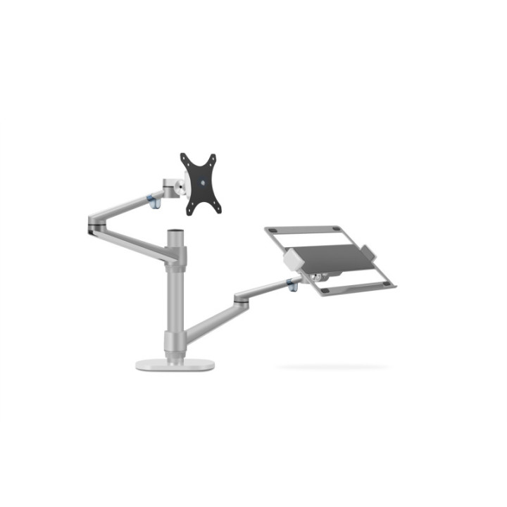 Suporte de 2 braços em alumínio para portátil máx.17'' e monitor máx.27'' prateado