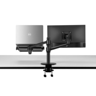 Suporte de 2 braços em alumínio para portátil máx.17'' e monitor máx.27'' preto