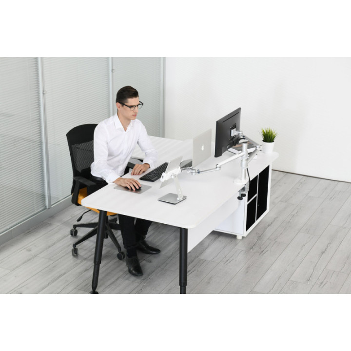 Suporte Alumínio 2 Braços 3 Combinações Tablet/Laptop/Monitor Prata