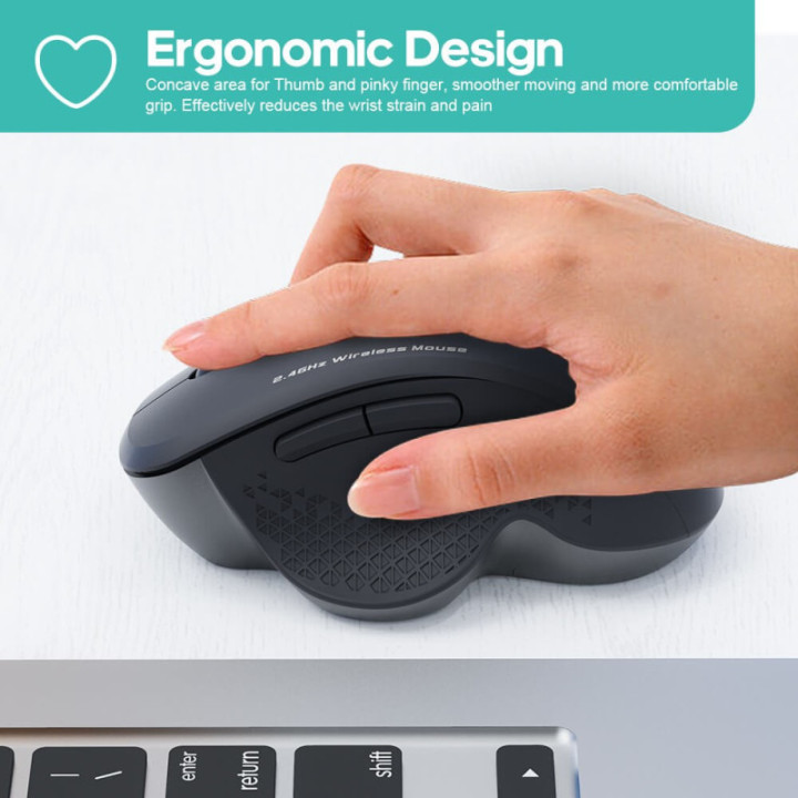 Rato óptico sem fio PCM206 2.4GHz 800/1200/1600 DPI