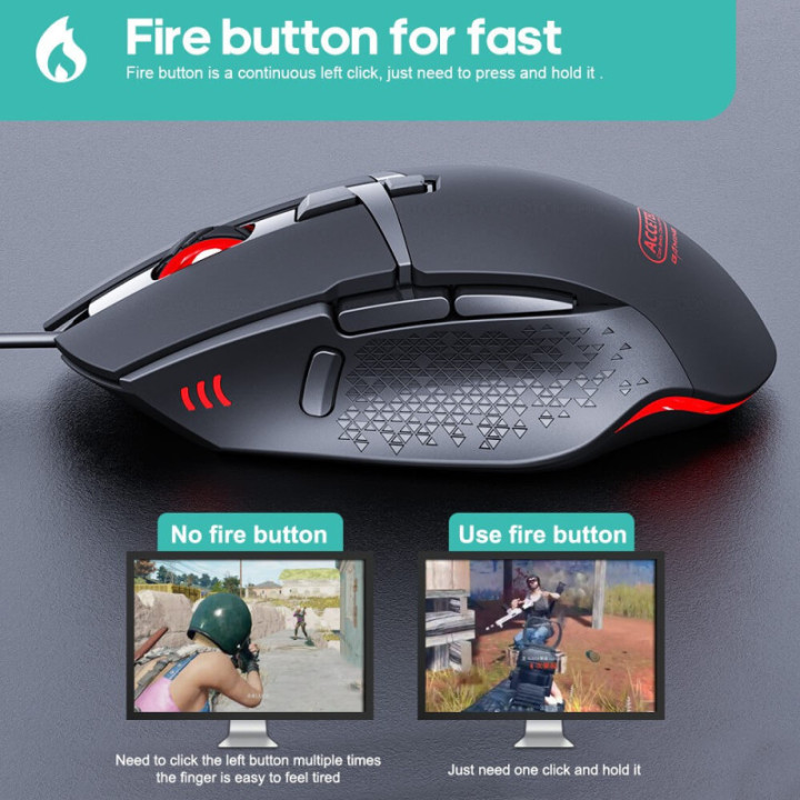 Rato óptico para jogos PCM291 RGB 1200/2400/4800/7200 DPI