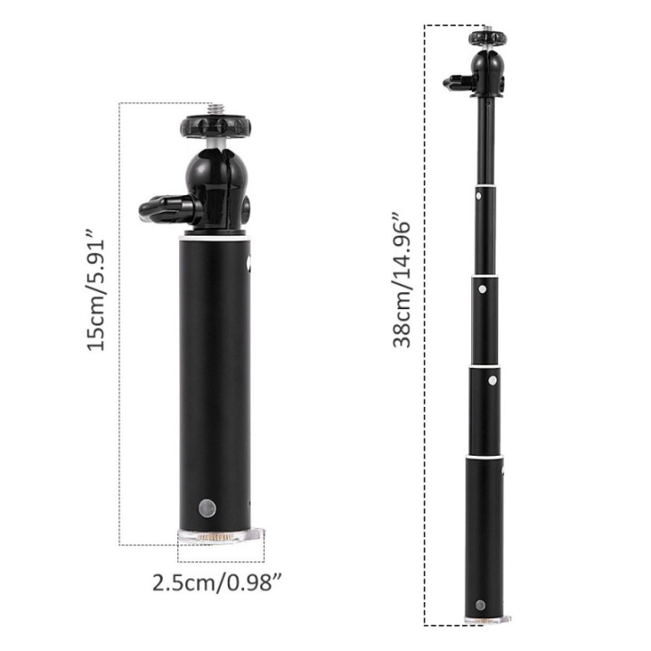 LK-A110 Mini haste de extensão de alumínio para selfie stick (comprimento 15 cm - 38.5cm )