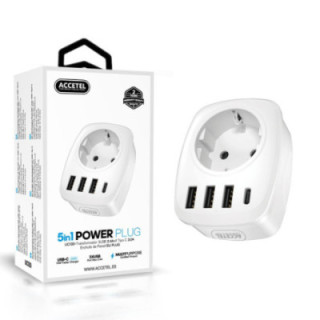 UC130 Transformador  3USB 2.4A+ Tipo-C 3.0A (PLUGUE UE)