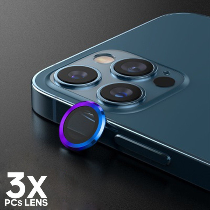 Protetor de Vidro de Lente Câmera Metálico - iPhone 11 Pro 6.1" / 11 Pro Max 6.5" / 12 Pro 6.1"(3 unidades)