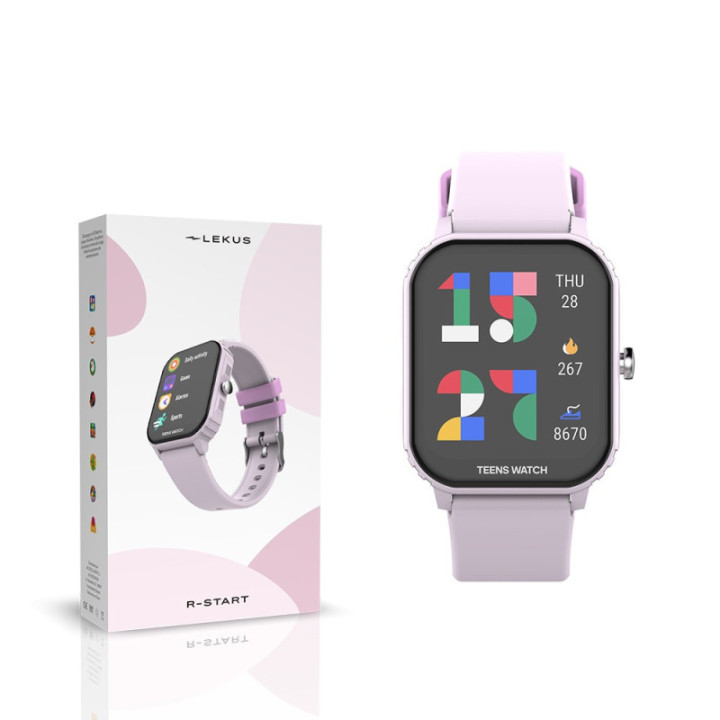 Lekus R-Start Youth Smart Watch 8-15 anos Multifunções - Rosa/Violeta