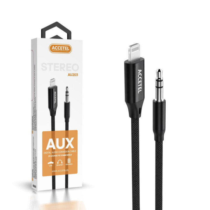 AU203 Cabo de Áudio com Conector 3.5mm para Lightning 1M