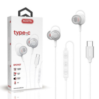 EP2907 Auscultadores Estéreo com Microfone e Botão Multifuncional Tipo-C 1.2M - Prata