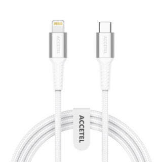 CU2823 Cabo de Carregamento Rápido Nylon Flex 30W - Tipo-C para Lightning (1M) Branco